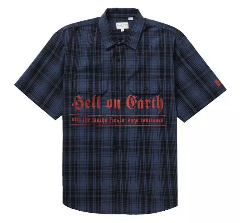 SH23 SUPREME BERNADETTE CORP CORPORATION SS S/S CHEMISE DE TRAVAIL BLEU MARINE TAILLE XXL (#82