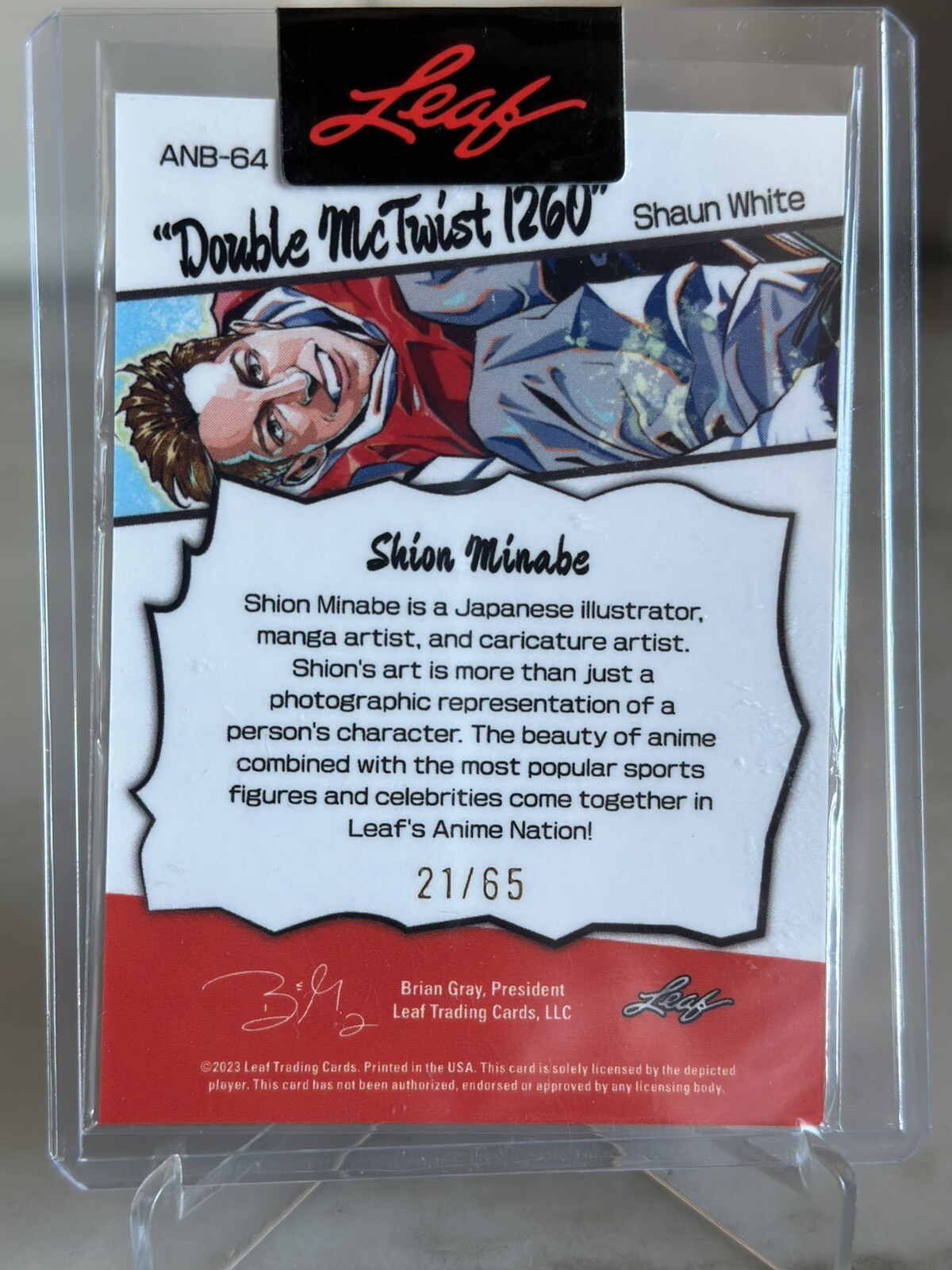 Shaun White 2023 LEAF Card Anime Nation Snow Board SP Artist Shion Minabe /65