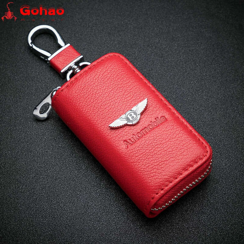 Funda con soporte para llavero de cuero genuino para Bentley Continental GT GTC Arnage Foto 3 de 4