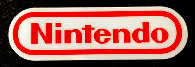 NINTENDO STICKER  RED ON WHITE  GLOSSY THICK BEAUTIFUL WATERPROOF 5 1/8 x 1 5/8 
