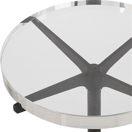 Uttermost Forge Contemporary Metal & Crystal Accent Table in Rustic Brown/Clear - Picture 4 of 5