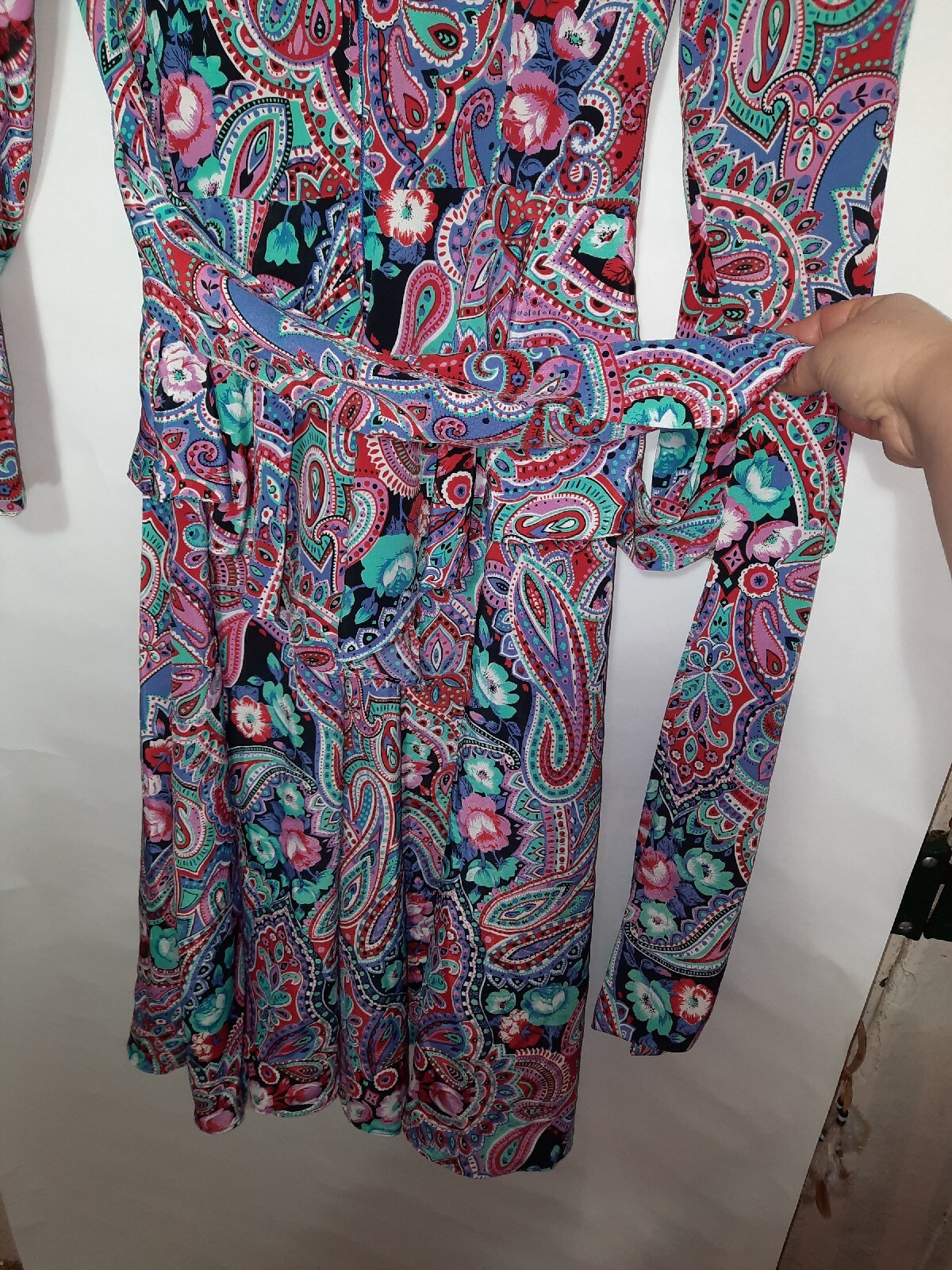 Vtg Act I 70s USA  Paisley Floral Dress 7/8 Croch… - image 7