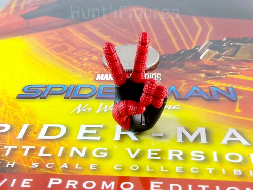 Figura de acción Hot Toys MMS625 Spider-Man versión de batalla 1/6 signo de paz mano