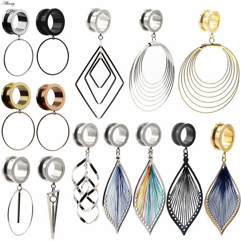 Tappi Orecchie Tunnel Acciaio Inox Pendente Orecchio Piercing Espansione Corpo Gioielli  - Foto 1 di 26