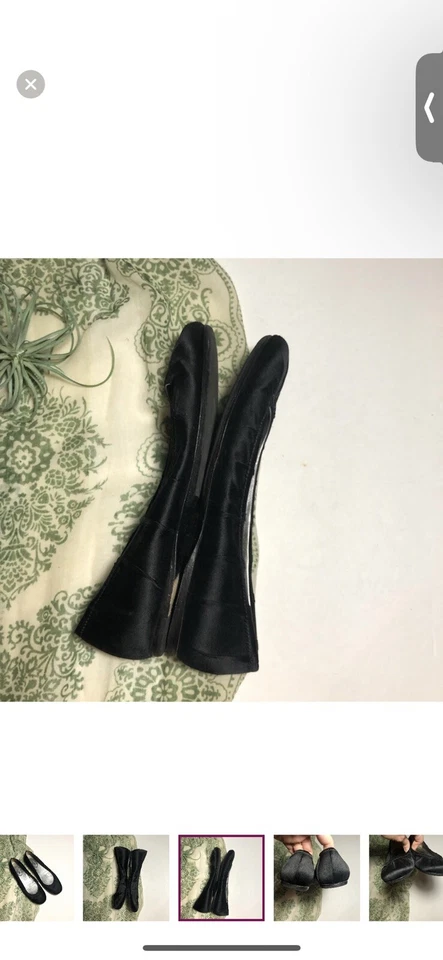 Zapatos planos de ballet Prada satinados plisados negros sin cordones para mujer talla 36 EE. UU. 6 Foto 4 de 4