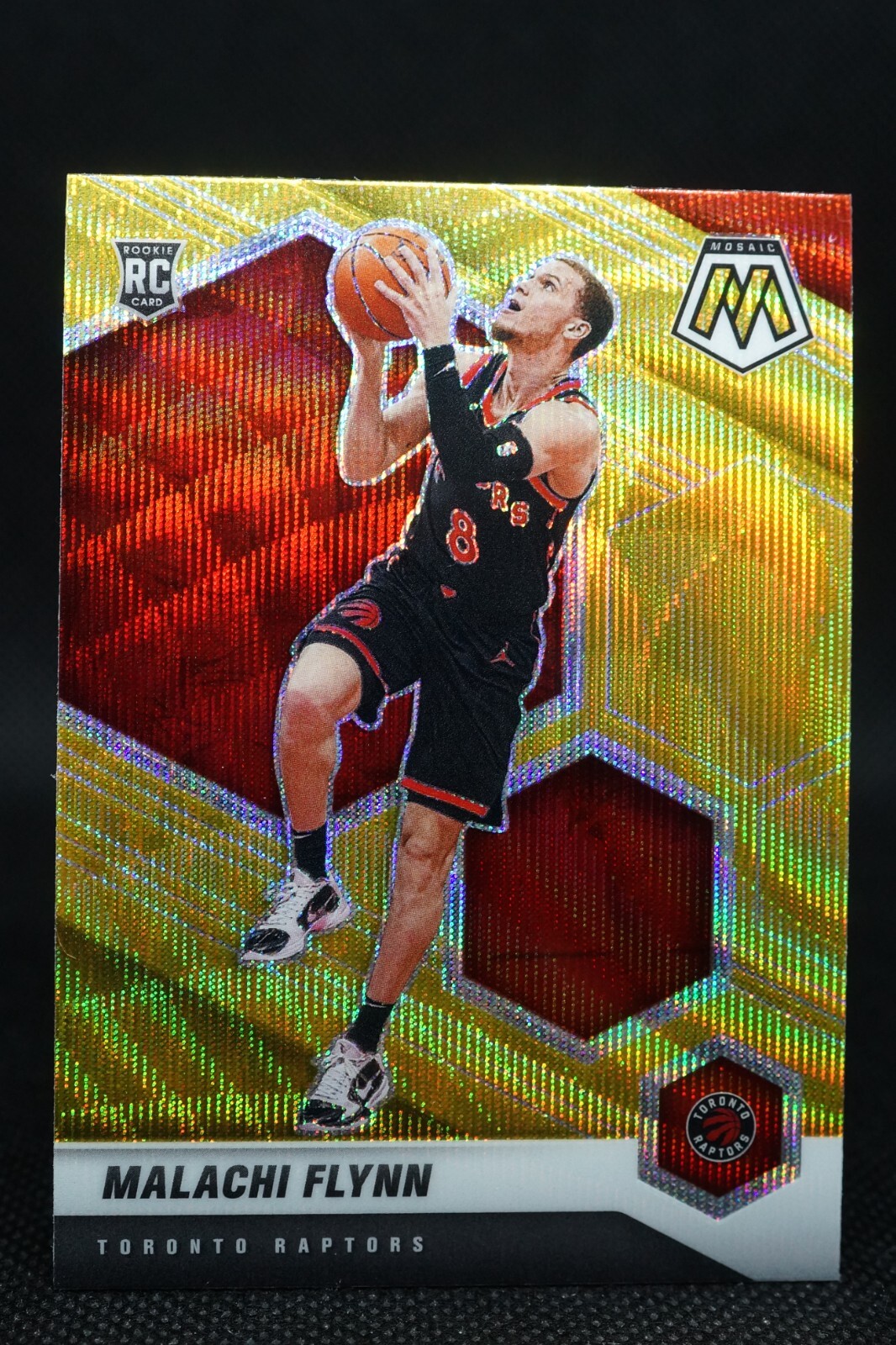 2020-21 NBA Panini Mosaic Gold Wave Prizm Malachi Flynn #236 Rookie RC RAPTORS