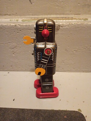 Robot - Robot Marcheur Mécanique en Tôle - Mechanical Robot Noir (N.R
