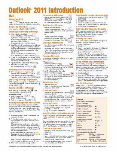 Outlook 2011 for Mac : Introduction Quick Reference Guide (Cheat Sheet ...