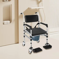 Shower Chair Height Adjustable Freestanding Folding Shower Chair w/ Bidet 160kg