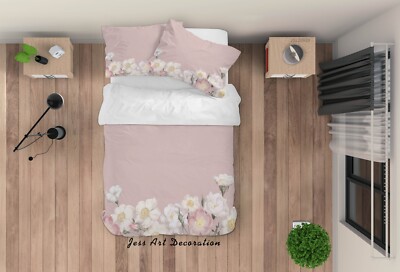 3D Blumen Handgezeichnet Rosa Quilt Cover Set Bettwäsche Sets Kissenbezüge