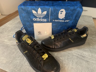 Bape x Adidas Stan Smith Schuh Schwarz Gold 30th Anniversary EU 42 US 8,5 Neu