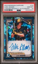 2024 Bowman Sapphire Chrome Prospects Autograph Luke Adams PSA 10 #LA