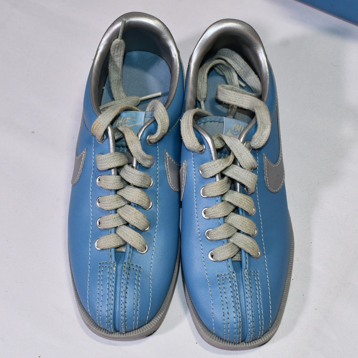 Vintage Blue Nike Bowling Ball Bag, Rack, & Blue And Silver Shoes