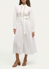 NWT Ulla Johnson White Ariane Embroidered Shirt Dress 2