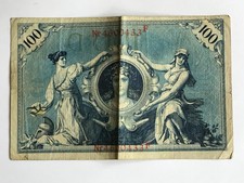 Banknot Rzeszy 100 marek marka Reichsmark 07.02.1908 czerwona pieczęć cesarstwo