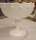 Vintage Indiana Glass Teardrop Milk Glass Pedestal Compote Discontinued USA