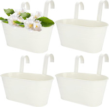 4 Pcs Balcony Planters for Railing over Fence Planters Metal Hanging Flower Pots