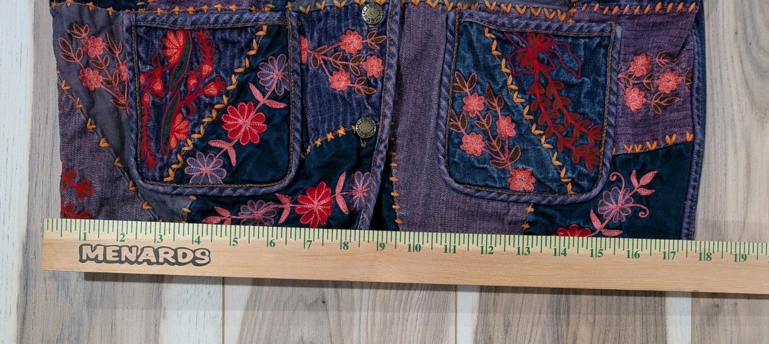 C:eed Reversible Patchwork Quilted Jacket Silk Sz… - image 8