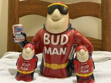 Vintage Anheuser Busch Budweiser BUD MAN 8" Stein W/ Salt and Pepper Shakers