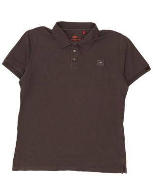 ALPHA INDUSTRIES Mens Polo Shirt XL Grey Cotton BS07