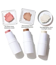 3 Pcs Coral Glow Trio Contour Sticks Includes Cream Blush Highlighter Bronzer