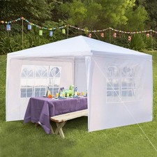 3x3M Gazebo Marquee Outdoor Garden Canopy Tent w/Sides&Sandbags White UK
