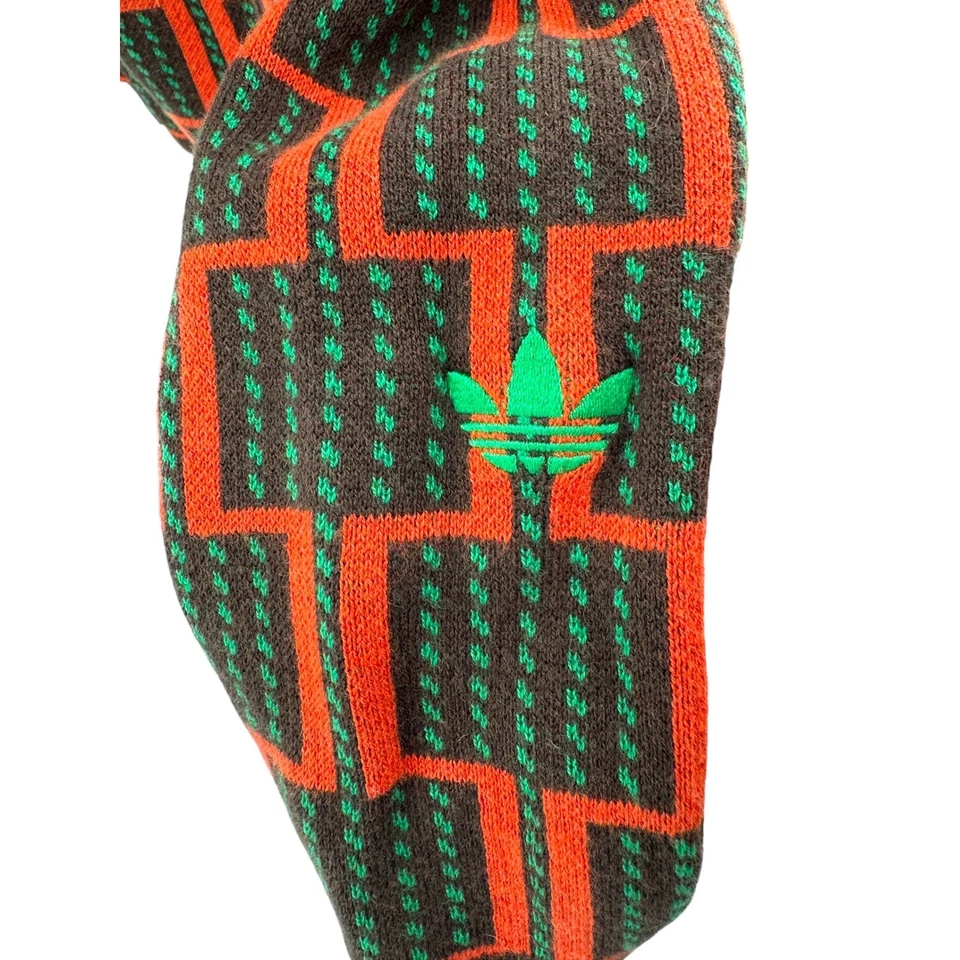 阿迪达斯 x Wales Bonner Geo 针织高领上衣绿色橙色复古长袖 M — 第 2/4 张图片