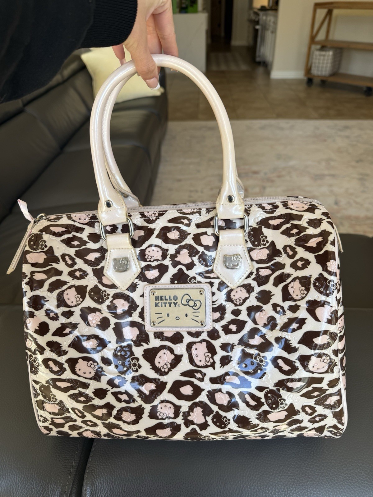 Hello Kitty Leopard light pink Print Canvas Tote Bag