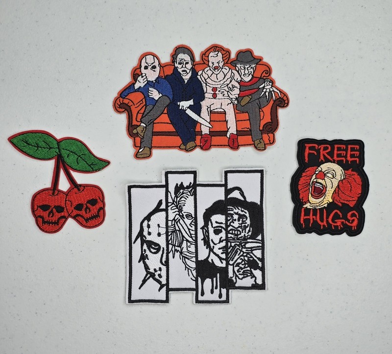 Lot Of 4 Horror Movie Iron On Patches Freddy, IT, Jason, Michael Myers Brand New