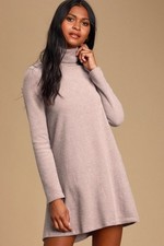 New Lulus Alaina Dusty Lavender Long Sleeve Turtleneck Sweater Dress Size Small