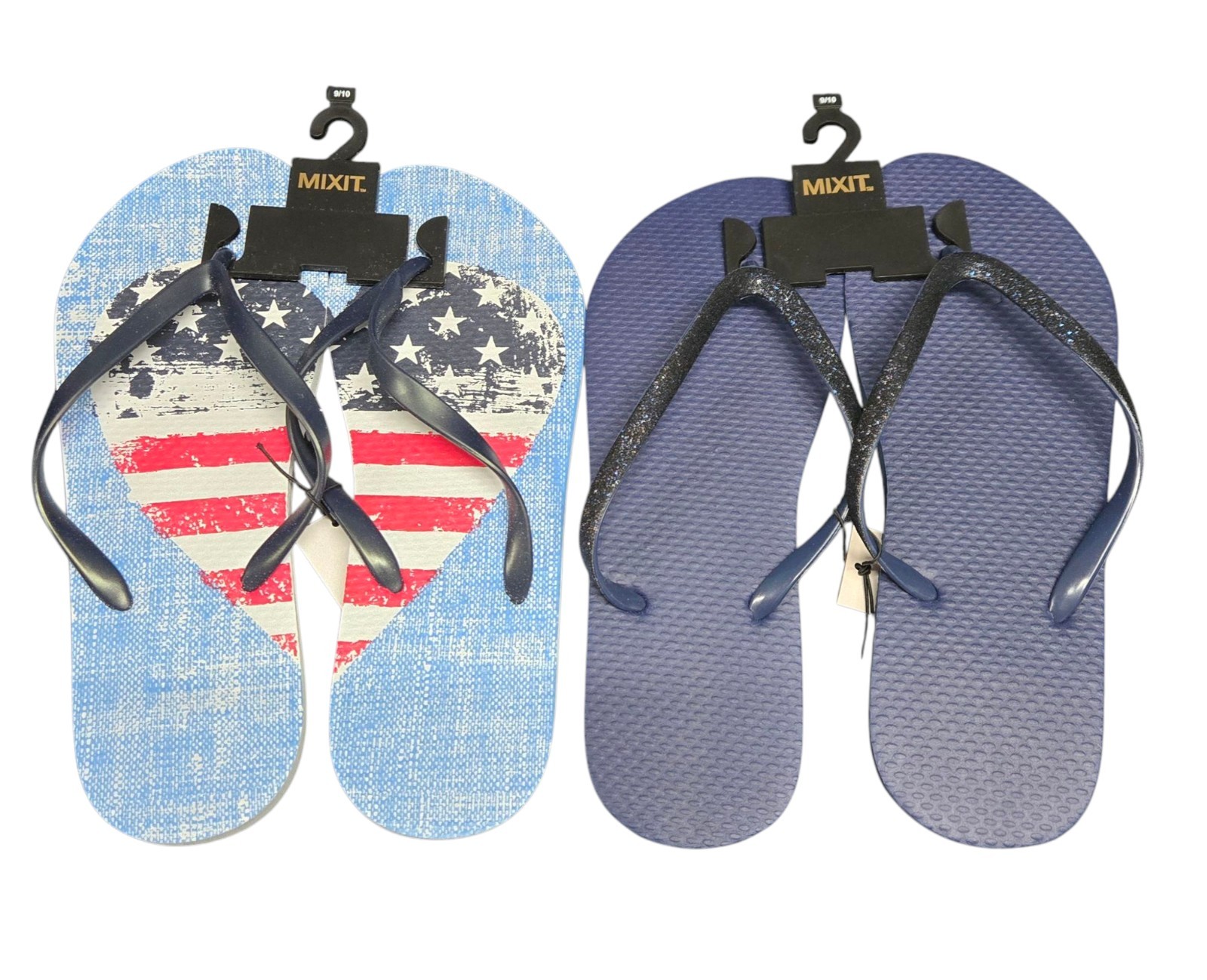 Lotto 2 paia sandali infradito Mixit donna 9 10 bandiera americana blu glitter