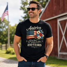 America 250 Years Flag Floral Shirt 250th Anniversary Patriotic 4th Of July Tee