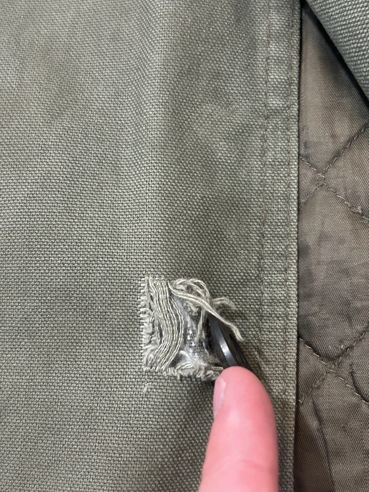 Abrigo Orvis Chore Para Hombre XL Verde Lona Pana Cuello Granero Bolsillos Aislados Foto 4 de 4