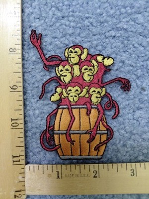 RARE BARREL FULL OF MONKEYS IRON ON PATCH  FREE SHIPPING