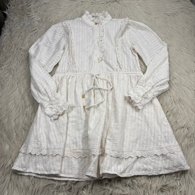 Scotch & Soda Women's XS White Eyelet Ruffle Dress Victorian Preppy Cottagecore