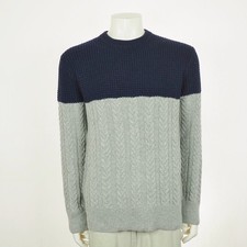 J.Crew Rugged Merino Wool Mixed-Knit Crewneck Sweater Mens Large Cable-Knit