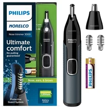 Norelco Philips Nose Trimmer 3000, for Nose, Ears and Eyebrows, Black, NT3600/42