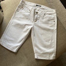 Hudson Los Angeles Shorts Women 30 White Bermuda Denim Cuff Stretch