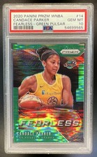 2020 Panini Prizm WNBA Candace Parker #14 Fearless Green Pulsar /25 PSA 10