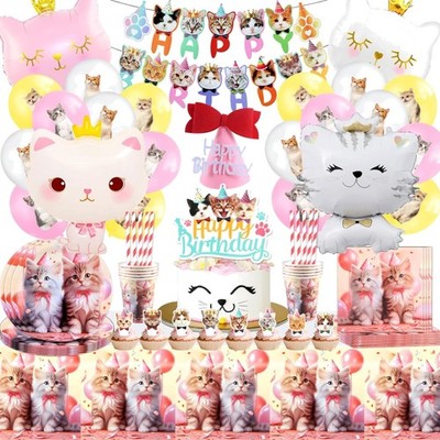 Katzen Deko Geburtstag,Katze Luftballons Kit,Katze Deko Kindergeburtstag Mädc...