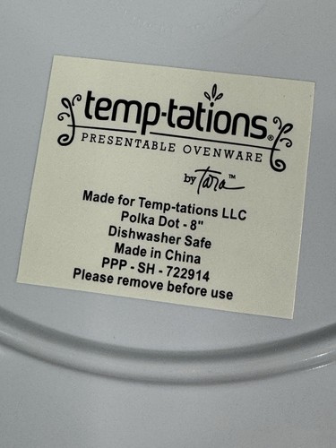 16 Pcs Temp-tations by Tara - Melamine Dinnerware Polkadot 8 Round /8 Square New - Picture 7 of 11