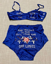 Vintage WW2 Lingerie Set Embroidered RARE 1940 WWII Satin Sweetheart Souvenir