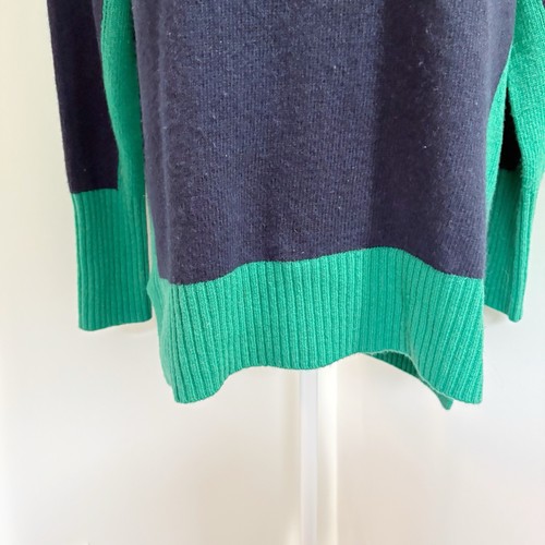 Boden Jessica Oversized Sweater Navy Green Colorblock 100% Wool Size Small - Picture 4 of 12