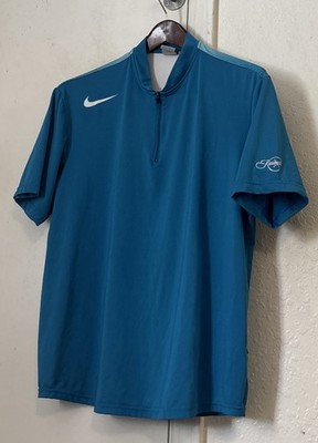 Nike Blue Deco 1/4 Zip Pro Mock Golf Polo Shirt M Medium Kiawah
