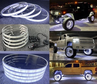 Fits Ford Mustang 15.5'' Quad Row LED Wheel Lights Cold White Sport Car 4PCS