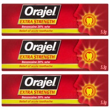 Orajel Extra Strength Gel 20% Benzocaine – 5.3g x 3 Pack Rapid Toothache Relief