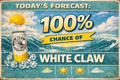 100% Forecast White Claw 12'' Metal Sign Bar Yacht Club Seltzer Vodka Soda