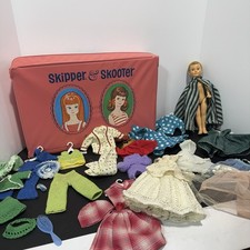Vintage Skipper & Skooter 1965 Mattel Doll Case W/ Handmade Clothing Lot