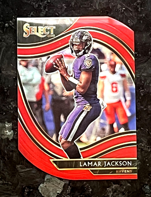 Lamar Jackson 2020 Panini Select Red Die-Cut Prizm Baltimore Ravens #303