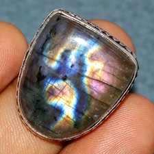 Purple Fiery Labradorite 925 Silver Plated Ring US 8.5 Gifts Most Beautiful JW